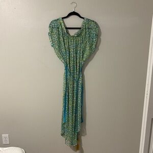 Ramy Brook Asymmetrical Dress in Green and Blue Floral